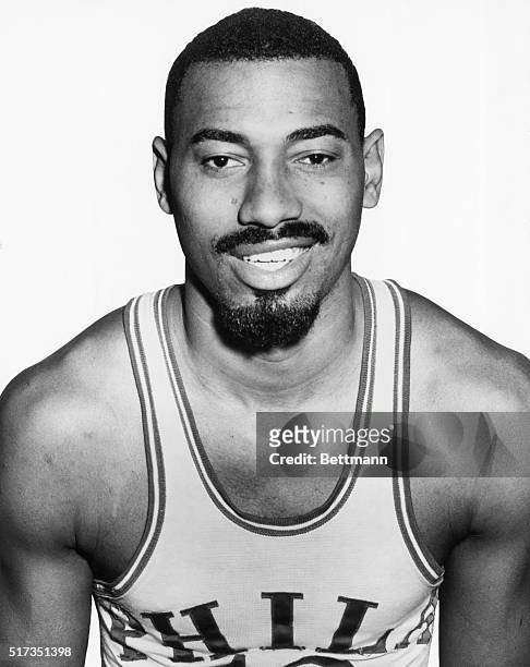 Wilt Chamberlain, of the Philadelphia 76ers. He stands at 7'1", weighs 275 pounds and is from Kansas. Undated publicity handout.