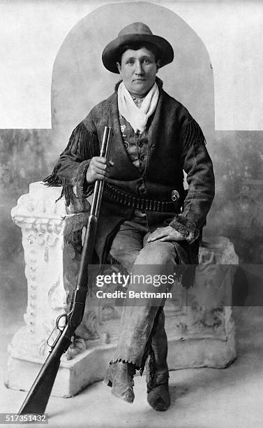 Marth Jane Burke alias Calamity Jane, General Crook's scout, famed Western markswoman. Undated photgraph. BPA2# 878