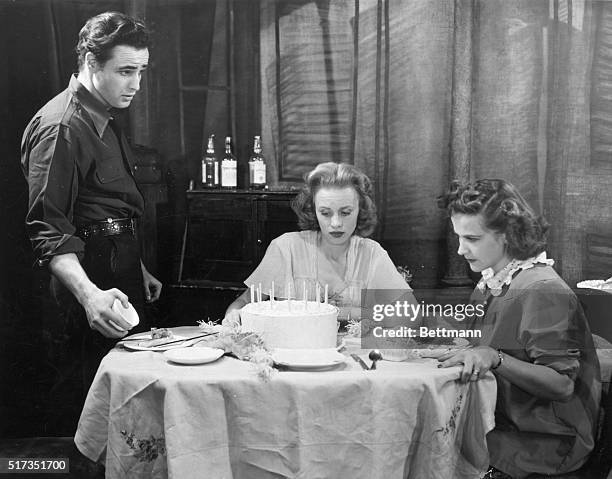 Marlon Brando, Jessica Tandy and Kim Hunter in the stage version of Tennessee Williams' "A Streetcar Named Desire."