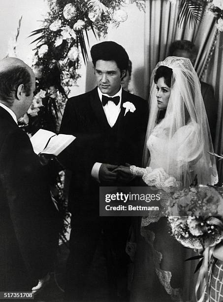 Hollywood, CA- Kurt Russell and Season Hubley play newleyweds Elvis and Priscilla Presley in the ABC television movie "Elvis." The real couple were...