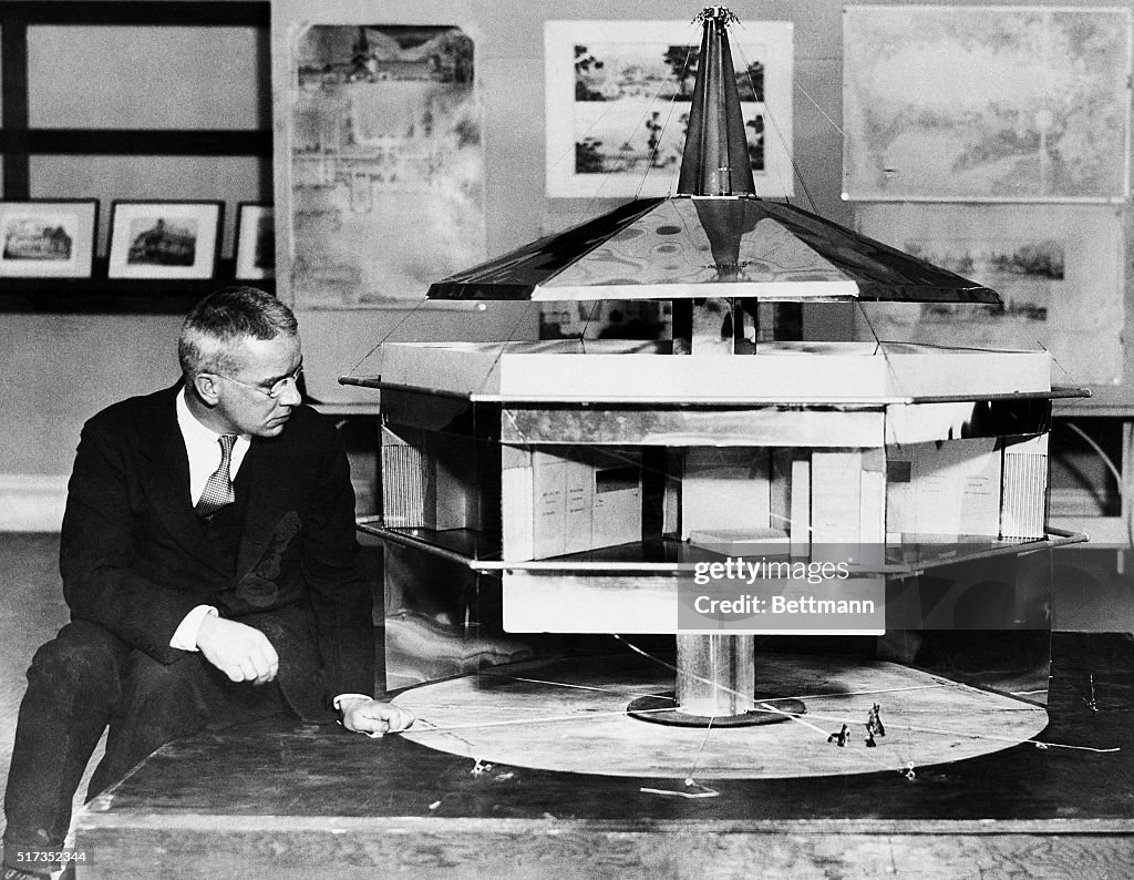 Buckminster Fuller with an Architectural Model