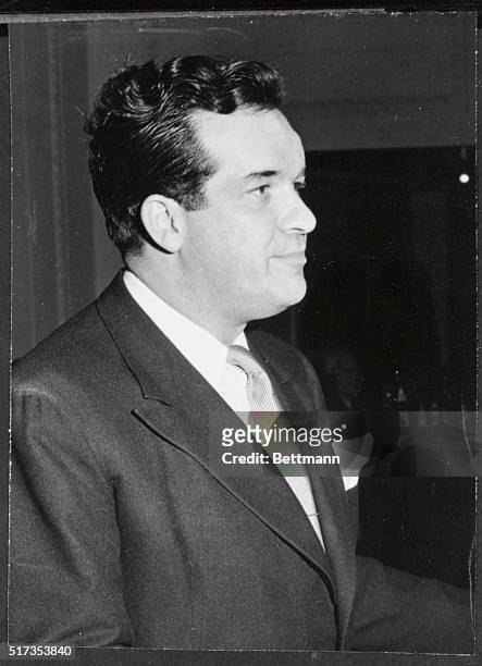 Al Capp, creator of syndicated comic strip, L'il Abner addresses audience at Town Hall, New York, on America's Town Meeting of the Air, presented by...