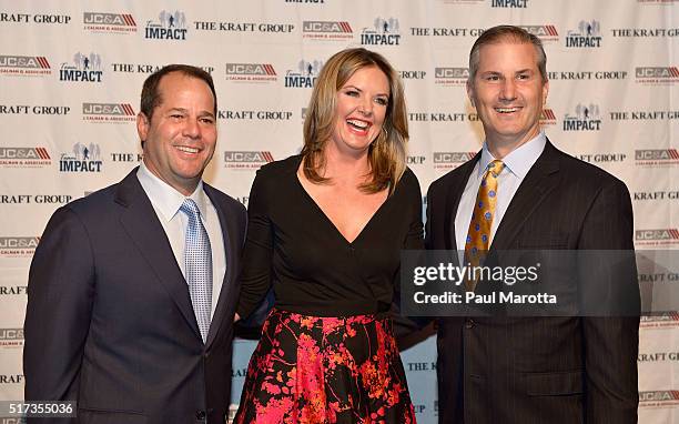 Founder Dan Kraft, ESPN anchor and sports reporter Wendi Nix and founder Jay Calnan attend Team IMPACT Game Day Gala at Seaport World Trade Center on...