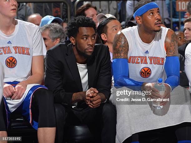 Tony Wroten of the New York Knicks looks on against the Chicago Bulls at Madison Square Garden on March 24, 2016 in New York,New York NOTE TO USER:...