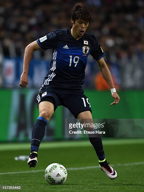 Hiroki Sakai of Japan in action during the FIFA World Cup Russia Asian Qualifier second round match between Japan and Afghanistan at the Saitama...