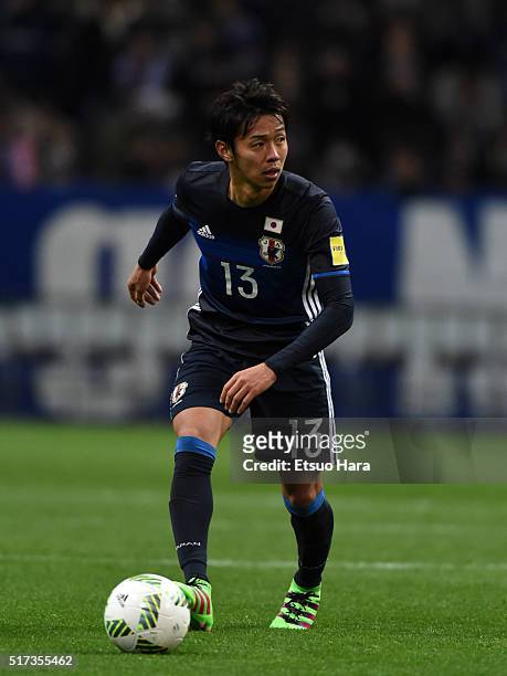 Hiroshi Kiyotake of Japan in action during the FIFA World Cup Russia Asian Qualifier second round match between Japan and Afghanistan at the Saitama...
