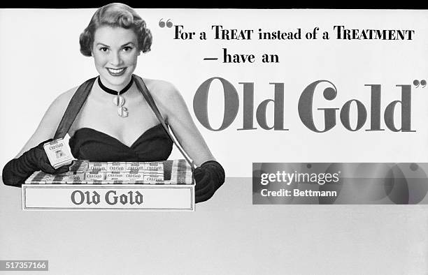 Grace Kelly as a model in the early days for Old Gold cigarettes.