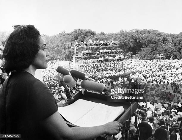 Washington, D.C.: Mrs. Martin Luther King Jr., widow of the slain civil rights leader, addresses the "Solidarity Day" rally of the Poor People's...