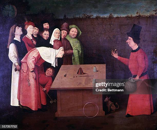 The Magician Conjurer. Painting by Hieronymous Bosch 1460-1512.