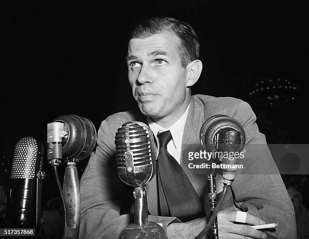 New York, NY- Alger Hiss, former State Department employe, was indicted by a Federal Grand Jury on charges of giving false testimony. Hiss, named by...