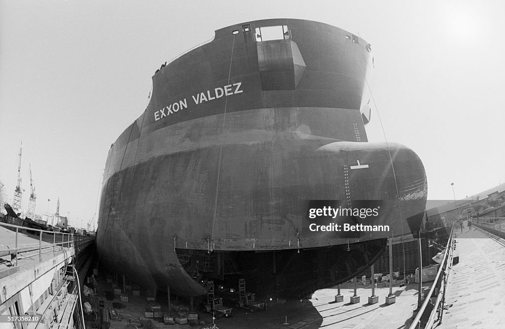 Exxon Valdez At Shipyard For Repair