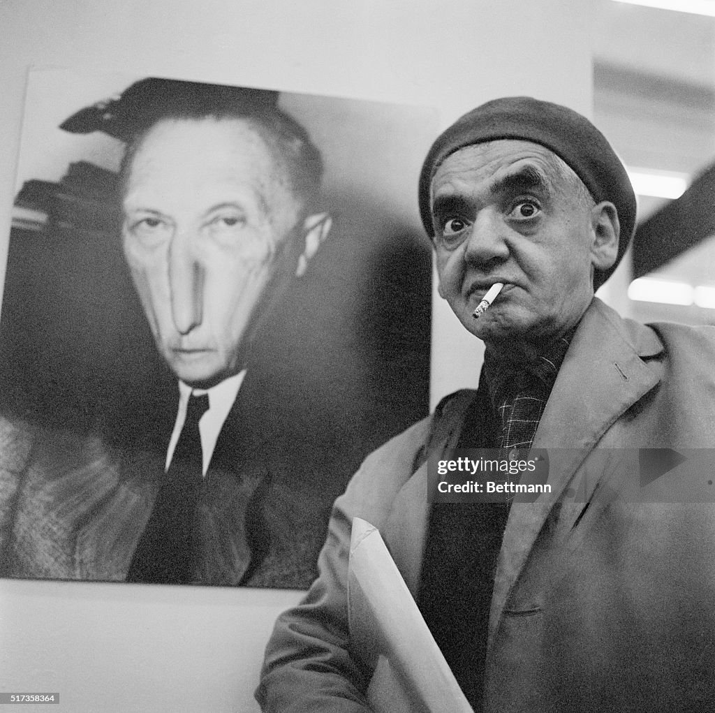 Weegee W/Distorted Konrad Adenauer Photo