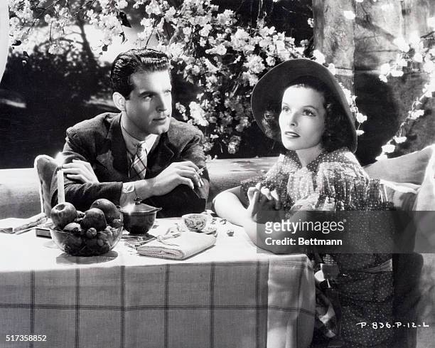 Katharine Hepburn and Fred MacMurray in a scene from the RKO Radio Pictures film "Alice Adams."