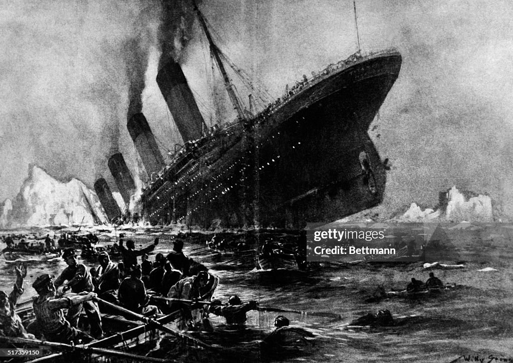 Illustration of the Sinking of the Titanic by Willy Stoewer