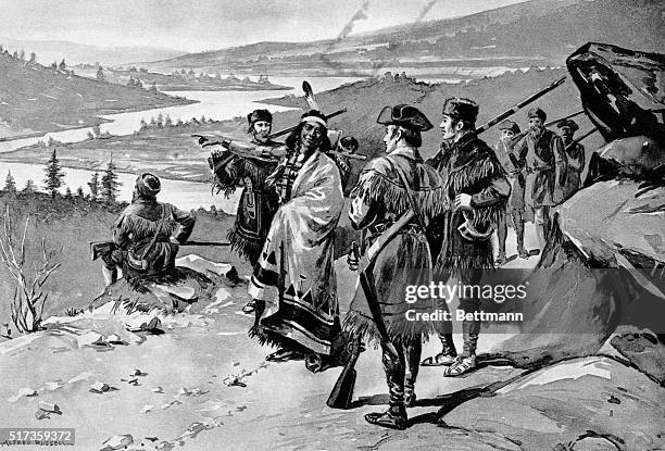 Sacajawea guiding the Lewis and Clark expedition. The success of the Lewis and Clark expedition was largely due to Indian slave wife of a French...