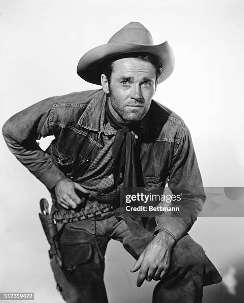 Henry Fonda poses in costume for the 20th Century-Fox production, "The Ox-Bow Incident." Publicity handout, 1943.