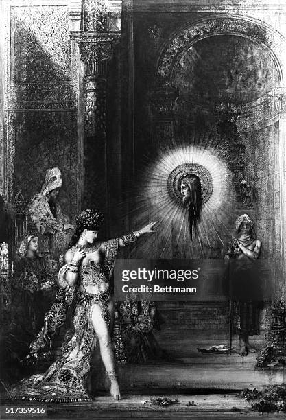 Moreau, Gustave: Apparition of John the Baptist, ca. 1876; Salome dancing before Herod. Undated illustration.