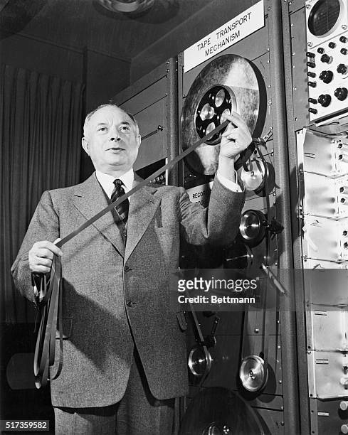 Brigadier General David Sarnoff at a demonstration of the RCA Electronic Light Amplifier, which he says will have important applications in...