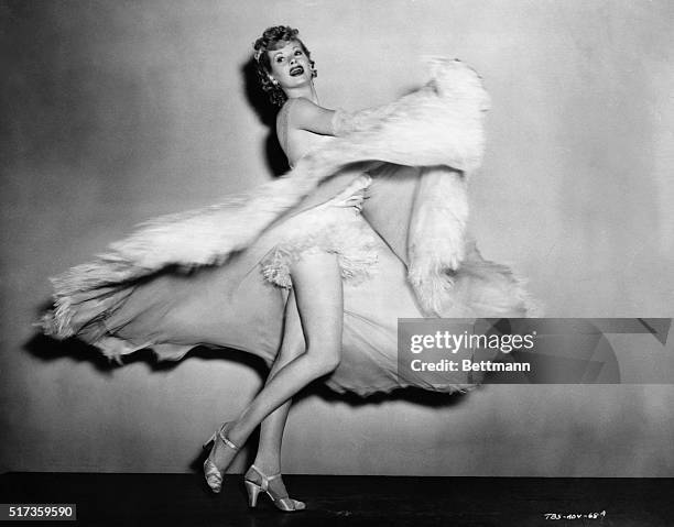 Lucille Ball dancing in costume for the 1942 motion picture The Big Street