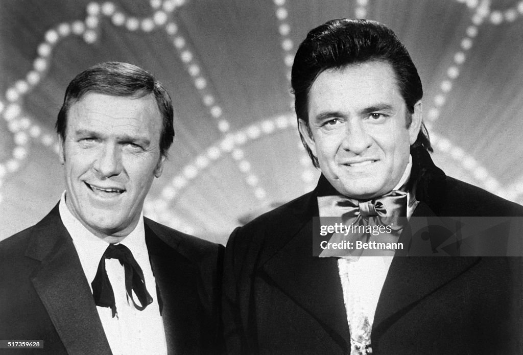 Country Musicians Eddy Arnold and Johnny Cash