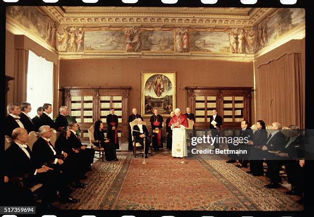 Photo shows West German President Karl Carstens and Pope John Paul II during Cartens' official audience 10/28. Carstens has been on a 3-day visit to...