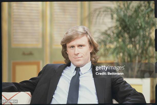 New York, New York: Close up of tennis player Bjorn Bord during an interview on ABC's Good Morning America TV show. The interviewer is David Hartman .