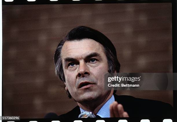 Close-up of David Owen, the Social Democrat Member of Parliament form Plymouth Davenport.