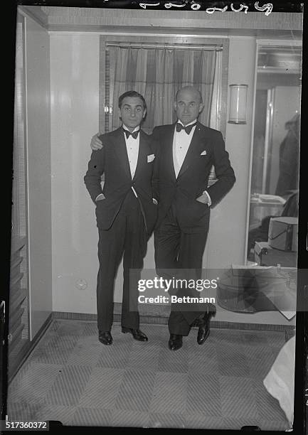 Songwriter Irving Berlin is shown as he sees Samuel Goldwyn off to Europe.