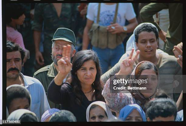Beirut: Crowds of Palestinians see soldiers off.