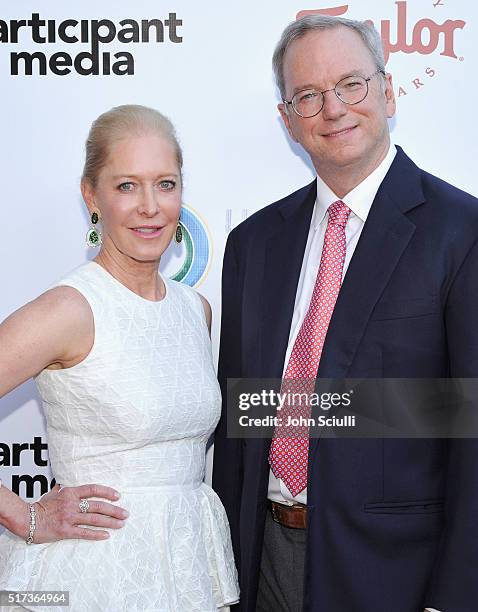 Wendy Schmidt and Eric Schmidt attend UCLA Institute of the Environment and Sustainability annual Gala on March 24, 2016 in Beverly Hills, California.