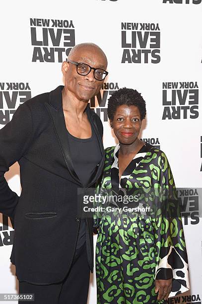 Dancer/choreographer Bill T. Jones and Director and Chief Curator of The Studio Museum in Harlem, Thelma Golden attends the 2016 New York Live Arts...