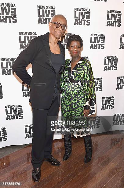 Dancer/choreographer Bill T. Jones and Director and Chief Curator of The Studio Museum in Harlem, Thelma Golden attends the 2016 New York Live Arts...