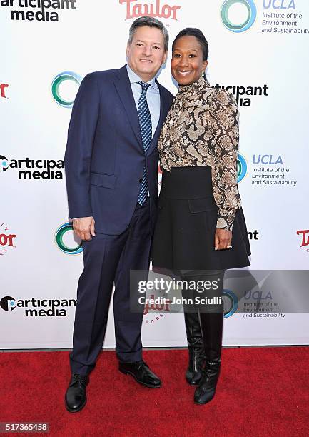 Netflix CCO Ted Sarandos and Nicole Avant attends UCLA Institute of the Environment and Sustainability annual Gala on March 24, 2016 in Beverly...