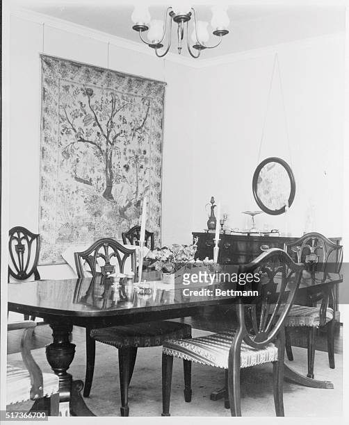 An Oriental prayer rug decorates the dining room of Nobel and Pulitzer Prize winning author William Faulkner's mansion.