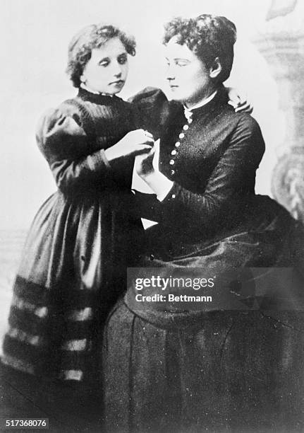 Helen Keller, born blind and deaf but who became a well-known and accomplished educator, writer and orator, in an 1892 portrait at the age of twelve...