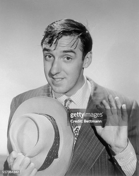 Jim Nabors, a young actor singer is shown in this photo as a hick gasoline station attendant on The Andy Griffith Show, a television series.