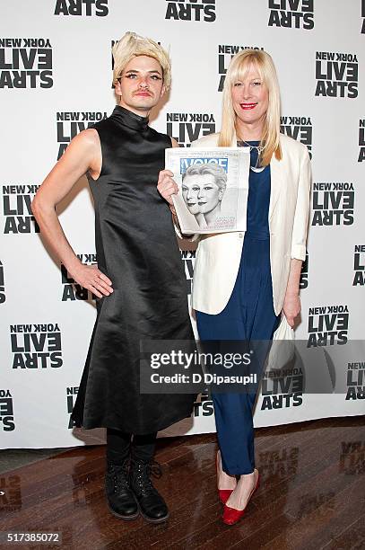 Mx Justin Vivian Bond and Nathan Carrera attend the New York Live Arts 2016 Gala at the Museum of Jewish Heritage on March 24, 2016 in New York City.