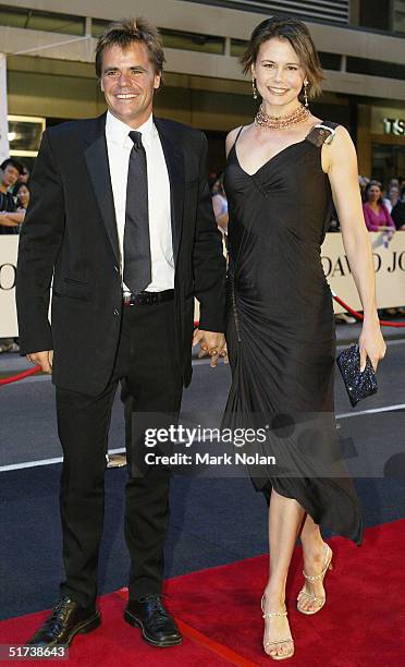 Antonia Kidman and Angus Hawley arrive at the David Jones Launch Party at Elizabeth Street on November 13, 2004 in Sydney, Australia.