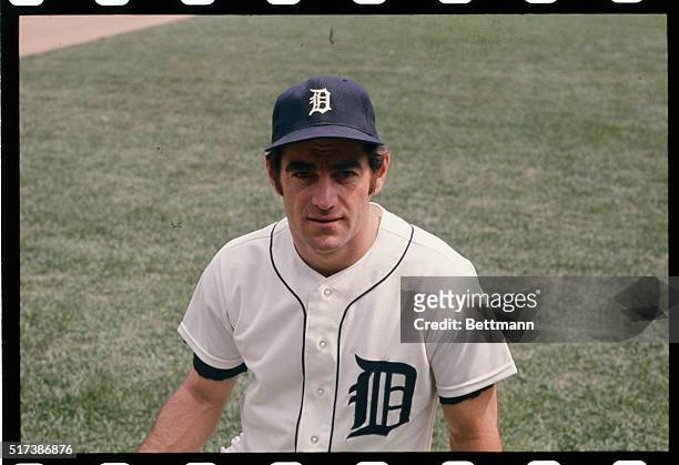 Head and shoulders portrait of Detroit Tigers' second baseman, Dick McAuliffe, wearing his uniform.