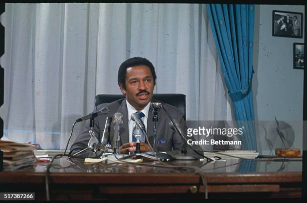 Washington: Rep. John Conyers Jr., D-Mich., shown in his office at the Capitol, as announced that he will challenge Rep. Carl Albert, D-Okla.m for...