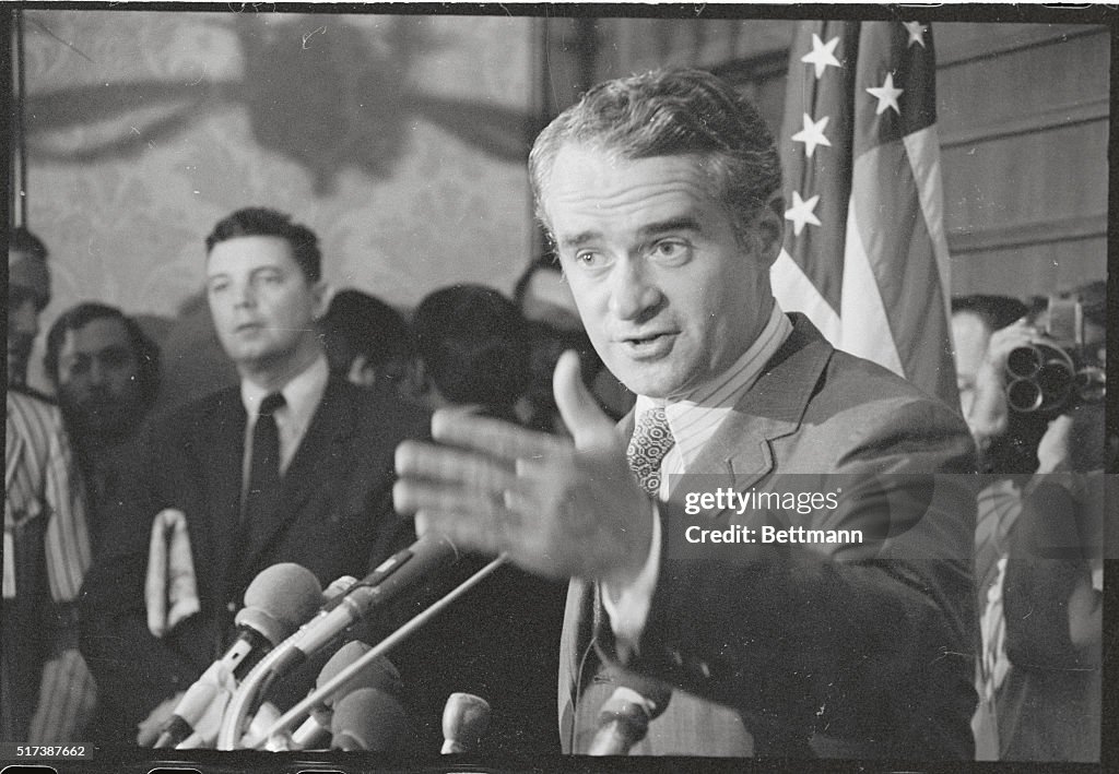Democratic Candidate Thomas Eagleton at Microphones