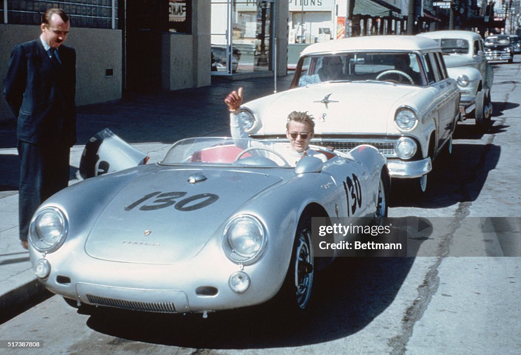 James Dean in a Sports Car
