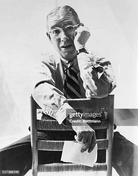 Ogden Nash, poet, offers his prose when he was a guest panelist on the new CBS Radio Show, "make Up Your Mind" on Monday, August 24th. The 15 minute...