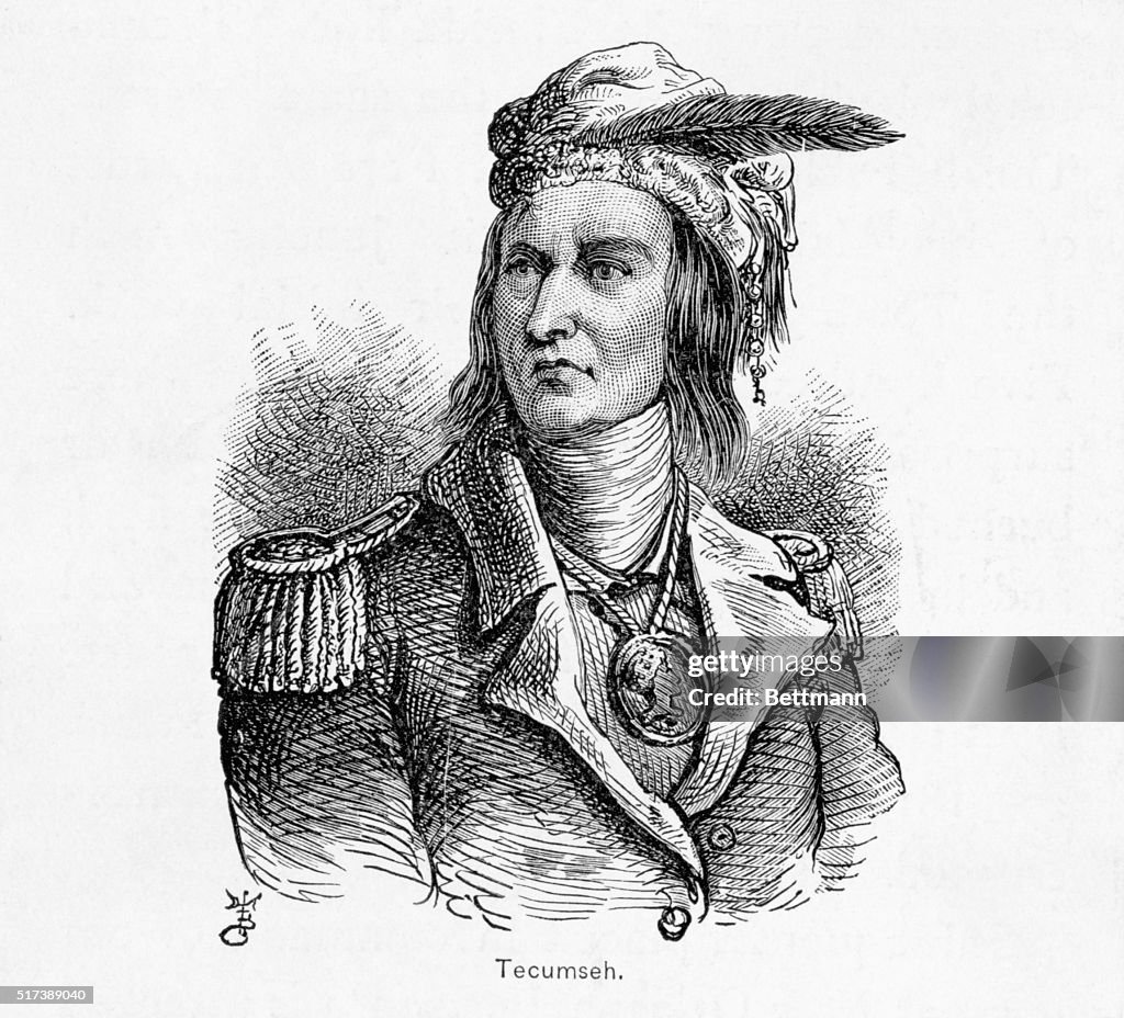 Tecumseh American Indian chief of the Shawnee Tribe. Head and... News Photo - Getty Images