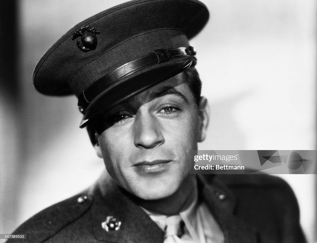 Gary Cooper Close-Up in Military Cap