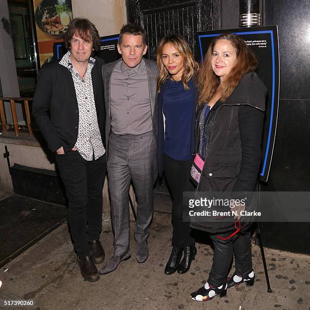 Producer Leonard Farlinger, actors Ethan Hawke, Carmen Ejogo and producer Jennifer Jonas attend the New York screening of "Born To Be Blue" at the...