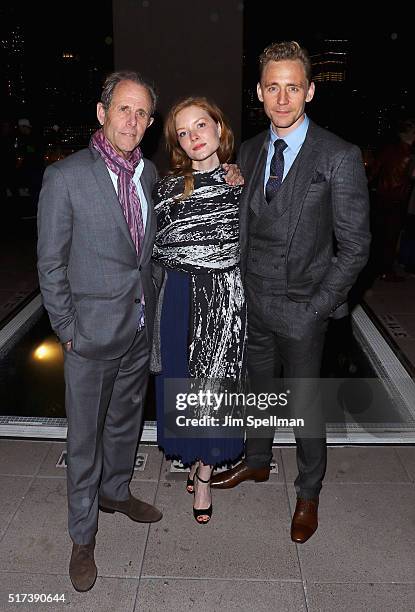 Director Marc Abraham, actors Wrenn Schmidt and Tom Hiddleston attend The Cinema Society with Hestia & St-Germain host a screening of Sony Pictures...