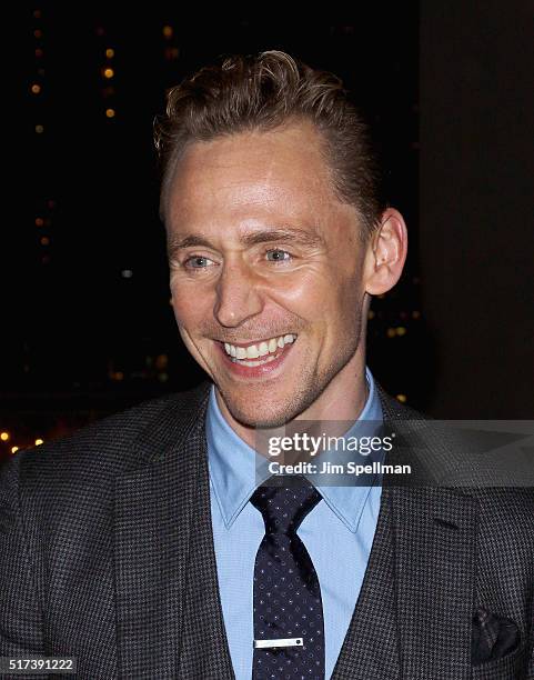 Actor Tom Hiddleston attends The Cinema Society with Hestia & St-Germain host a screening of Sony Pictures Classics' "I Saw the Light" after party at...