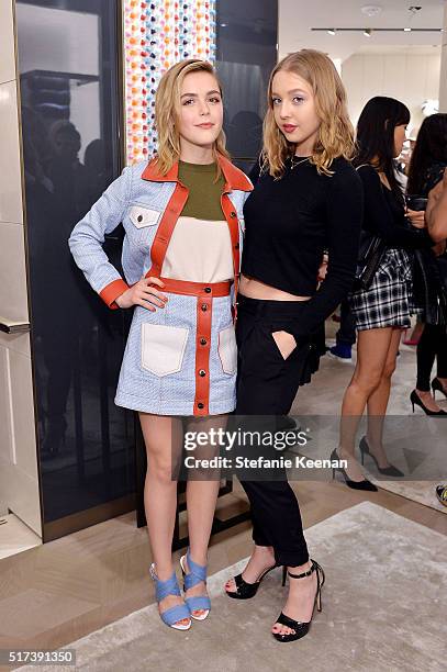 Actress Kiernan Shipka and Lily Rosenthal attend Fendi And Vogue Celebrate Fendi Beverly Hills at Fendi on March 24, 2016 in Beverly Hills,...