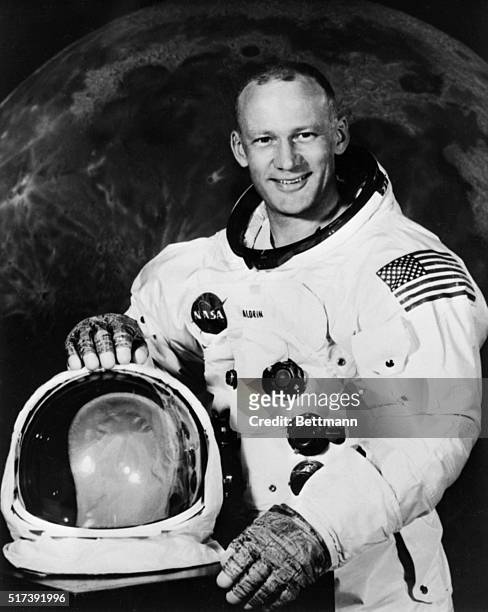 Apollo 11 Lunar Module Pilot Buzz Aldrin poses for a photograph